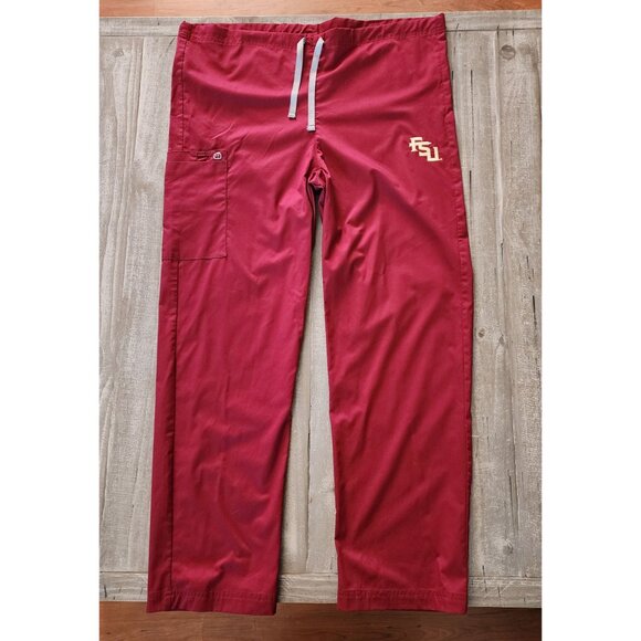 Wonder Work Mens Red Scrub Pants Drawstring Waist FSU Embroidery Large - Picture 5 of 12